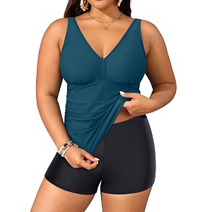 yonique womens plus size swimsuits with shorts tummy control tankini two piece bathing suits athletic swimwear