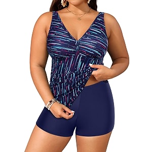 yonique womens plus size swimsuits with shorts tummy control tankini two piece bathing suits athletic swimwear