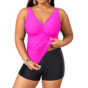 yonique womens plus size swimsuits with shorts tummy control tankini two piece bathing suits athletic swimwear