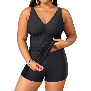 yonique womens plus size swimsuits with shorts tummy control tankini two piece bathing suits athletic swimwear