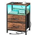 Yoobure Nightstand with Charging Station LED Night