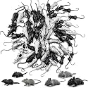 YOOHUA 50PCS Plastic Fake Rat Plastic Mouse Toys Decorations Realistic Pranks Rats Simulated Small Mouse Mice Toys for April Fools Day Halloween Prank Party Supplies
