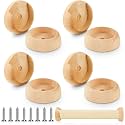 Yookeer 8 Pcs Wood Closet Rod Socket 1-3/8" Pole Holders, Wood Color