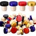 Yookeer 36 Pcs Cork Bottle Stoppers T-Shaped,Red, Blue, Black, Gold
