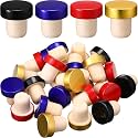 Yookeer 24 Pcs Cork Bottle Stoppers T-Shaped,Red, Blue, Black, Gold