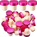 Yookeer 24 Pcs Cork Bottle Stoppers T-Shaped,Rose Red