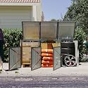 YOPTO Outdoor Storage Shed Metal Trash Can Storage,120 Cu.Ft Garbage Can Storage Shed W/Lid Chain,Door Bolt & Pneumatic Spring Support Rods,for 3 Trash Bins,Bike,Garden Tools,Light Gray