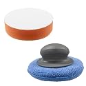 YoRise 2PCS Car Wax Applicator Pad, Microfiber Buffing & Polishing Pad, Car Detailing Sponge Pads with Grip Handle, Soft Foam Buffing Pads, Universal Vehicle Cleaning Kit (Sponge)