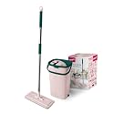 YORK Hands-Free Squeeze Microfiber Flat Spin Mop System 360° Flexible Head (32X12 cm) with Bucket, 59.8'' Extended Stainless Steel Handle with with Extra 1 Super-Absorbent Reusable Microfiber Pads
