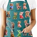 Yorkie Aprons for Dog Lover, Adjustable Neck Strap Kitchen Chef Apron
