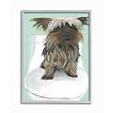 Yorkie Bathroom Illustration, 11 x 14 Inch Framed Giclée Print