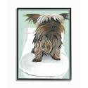Yorkie Bathroom Illustration, 24 x 30 Inch Framed Giclée Print