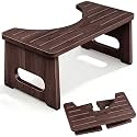 YOSE 7 Inch Bamboo Toilet Stool, Foldable Poop Stool Adult, No Assembly Required, Non-Slip Bathroom Stool for Small Bathrooms, Sturdy Foot Stool with Space-Saving Design