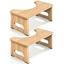YOSE 7 Inch Bamboo Toilet Stool, Foldable Poop Stool Adult, No Assembly Required, Non-Slip Bathroom Stool for Small Bathrooms, Sturdy Foot Stool with Space-Saving Design
