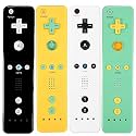 Yosikr Wii Controller Pack, 4 Remote Controllers with Silicone Case and Wrist Strap for Wii U Console (Black, White, Yellow, Green)