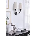 Yosoan Linen Wall Sconce Indoor Night Light Fixture, 2-Light Dual Indoor Vanity Vintage Industrial Hardwired Sconces Wall Lighting with Textile Fabric Shade Lamp for Bedroom Living Room Bedside(Black)
