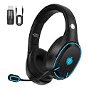 YOTMS PC Wireless Gaming Headset for PS4, PS5, Switch, Wireless Gaming Headphones with Mic, 7.1 Stereo Sound, Bluetooth 5.3 only for Phone/Laptop, Wired for Xbox, Mac Switch NES Games (Dark)