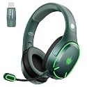 YOTMS Wireless PS5 Gaming Headset for PS4, PC, Switch, 2.4Ghz Wireless Gaming Headphones with Mic, Bluetooth 5.3 Headphones with Stereo Sound, 40h Battery, for Laptop, Mac, Phone (Green)