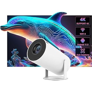 yoton projector for home 4k support 720p native hd 5g wifi auto keystone 3500 lumens 350 ansi portable projector android 11 builtin apps 3 watt speaker 17634 screen compatible 4k tv stick-white