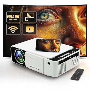 yoton t6 wifi led projector 1080p full hd with built-in youtube - supports wifi hdmivgaav inusb miracast - mini portable 4700 lm portable projector t6 - white