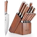 YOTSUBA 14 PCS Japanese Knife Set with Block and Sharpening Rod