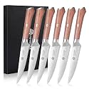 YOTSUBA Steak Knives Set of 6 with Full Tang Rosewood Handle
