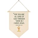 for You are All Sons of God-Bible Verse Sign-Scripture Decor-Flag Decor Gift for Baby Boys Newborn Kids- Banner Pennant Wall Sign Gift for Nursery Baby Room Playroom Bedroom