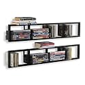 You Have Space Wall Mount 34 Inch Media Storage Rack CD DVD Organizer Metal Floating Shelf Set of 2 Black