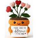 You Make A Difference Thank You Gift for Teacher, Nurse, Coworker - Handmade Crochet Heart Flower Plush with Appreciation Card - Encouragement, Retirement, Farewell, Graduation, Thanksgiving Decor