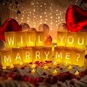 Will You Marry Me ? Light Up Letters, Include Light up Letters, with Tea Lights Candles, Latex Balloons, Aluminum Balloons and Rose Petals, Anniversary and Valentines' Day Decorations for Women