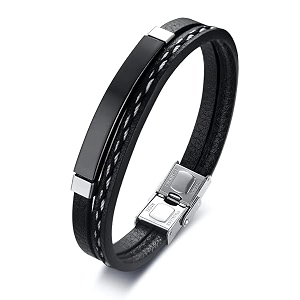 youbella bracelets for men and boys black leather bracelet for men  european hot retro style leather band bracelets for men  birthday gift for men and boys anniversary gift for husband