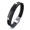 YouBella Bracelets for Men and Boys Black Leather Bracelet for Men | European Hot Retro Style Leather Band Bracelets for Men | Birthday Gift for Men and Boys Anniversary Gift for Husband
