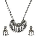 YouBella Jewellery Oxidised Silver Necklace Jewellery Set with Earrings for Girls and Women