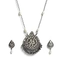 YouBella Jewellery Oxidised Silver Necklace Jewellery Set with Earrings for Girls and Women