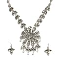 YouBella Jewellery Oxidised Silver Necklace Jewellery Set with Earrings for Girls and Women