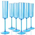 YOUBET 24Pack Blue Champagne Flutes Plastic for Party Birthday Wedding