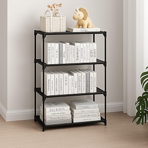 youcopia 4 tier book self portable book shelf kids books racks for home plastic bookshelf for home book shelves storage container book rack for study roomlibrarybedroom grey