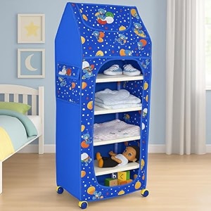 youcopia almirah for clothesplastic wardrobe for clothes multipurpose collapsible wardrobe for kids clothestoybook baby cupboard for clothes cabinet organizer upspace with wheels blue