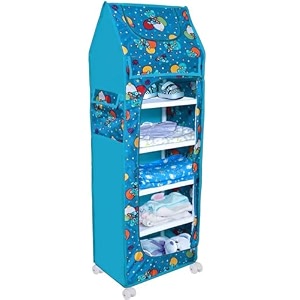 youcopia bemith almirah for clothesplastic wardrobe for clothes multipurpose collapsible wardrobe for kids clothestoybook baby cupboard for clothes upspace organizer cartoon with wheels-firozi