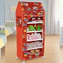 YouCopia Almirah for Clothes,Plastic Wardrobe for Clothes Multipurpose Collapsible Wardrobe for Kids Clothes/Toy/Book, Baby Cupboard for Clothes Cabinet Organizer, UpSpace with Wheels (Red)
