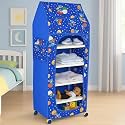 YouCopia Almirah for Clothes,Plastic Wardrobe for Clothes Multipurpose Collapsible Wardrobe for Kids Clothes/Toy/Book, Baby Cupboard for Clothes Cabinet Organizer, UpSpace with Wheels (Blue)
