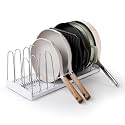 YouCopia StoreMore Expandable Cookware Rack with Tall Steel Wires, 12.5"-21.5" Wide Adjustable Pan Organizer for Kitchen Cabinet Storage, Premium Edition