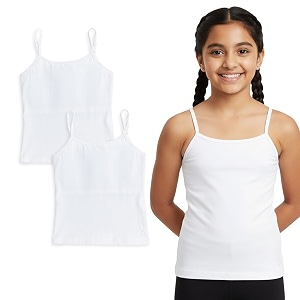 yougotplanb cotton padded camisole  pack of 2  ages 8-16 years  built-in light padding  full coverage  ideal for school