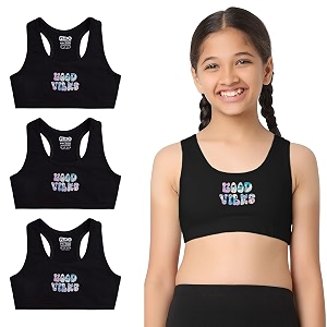 yougotplanb cotton sports bra  ages 8-16 years  racerback style  non-padded double-layered for coverage