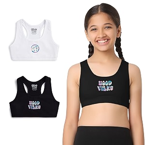yougotplanb cotton sports bra  ages 8-16 years  racerback style  non-padded double-layered for coverage