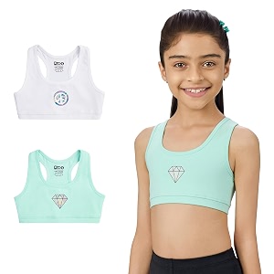 yougotplanb cotton sports bra  ages 8-16 years  racerback style  non-padded double-layered for coverage