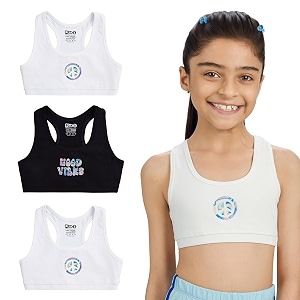 yougotplanb cotton sports bra  ages 8-16 years  racerback style  non-padded double-layered for coverage