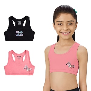 yougotplanb cotton sports bra  ages 8-16 years  racerback style  non-padded double-layered for coverage