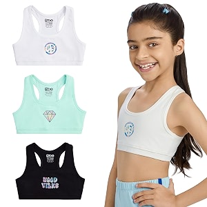 yougotplanb cotton sports bra  ages 8-16 years  racerback style  non-padded double-layered for coverage