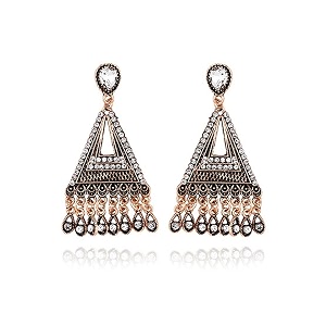 young amp forever gift antique gold danglers earrings for women crystal diamond geometric shape earrings for girls
